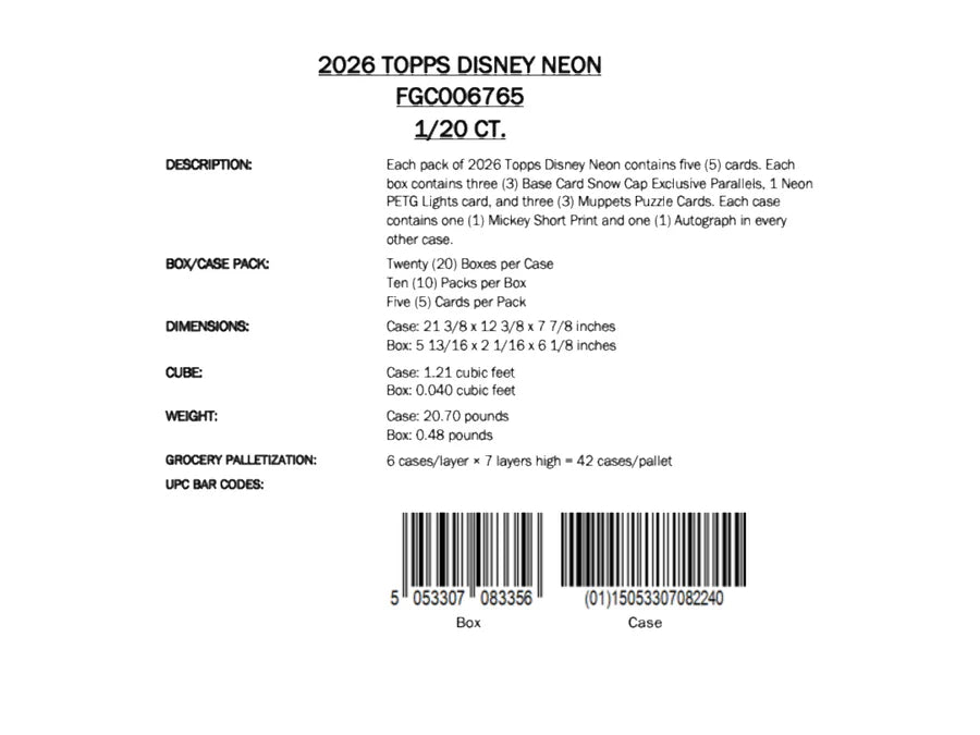 Topps Neon Disney 2026 - Value Box