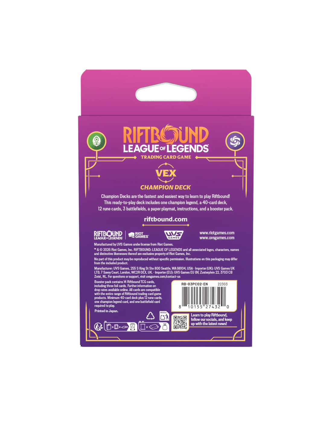 Riftbound League of Legends TCG – Unleashed – Vex Champion Deck